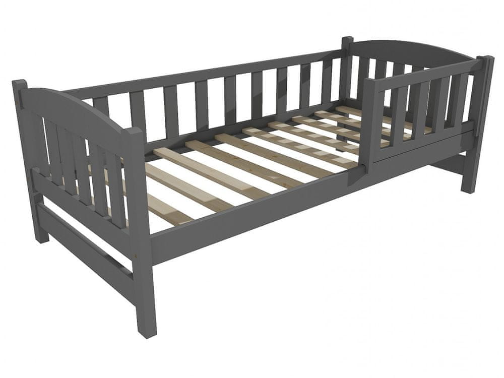 eoshop Detská posteľ DP 002 so zábranou (Rozmer: 90 x 180 cm, Farba dreva: farba sivá)